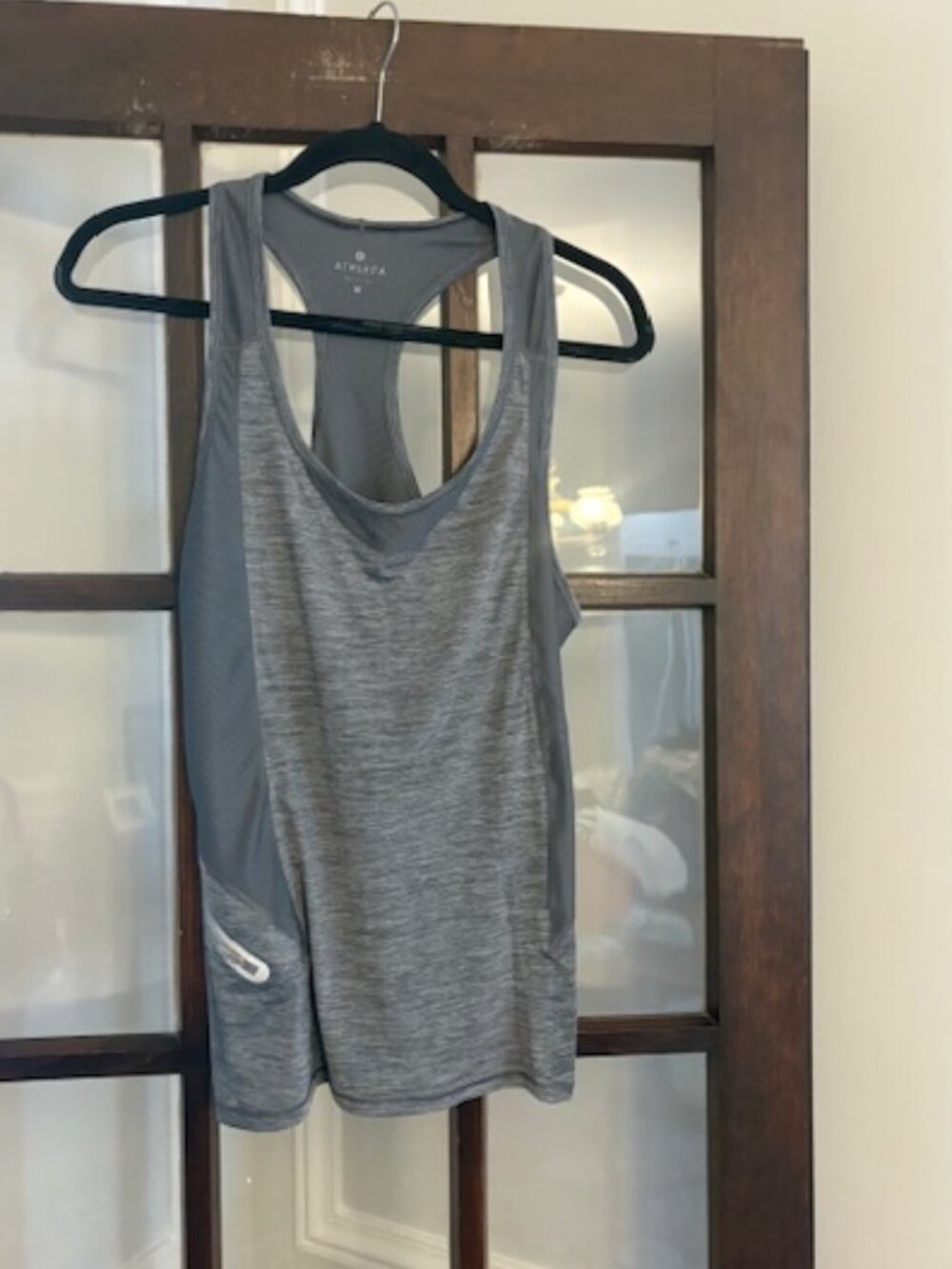 Athleta Forerunner Heather Gray Racerback Tank Top, Size Medium
